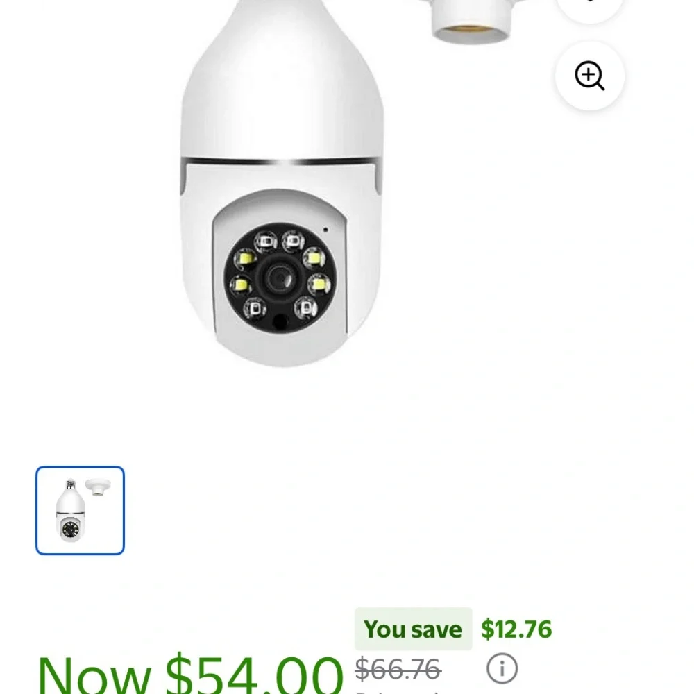 E27 Cordless Smart White Security Camera